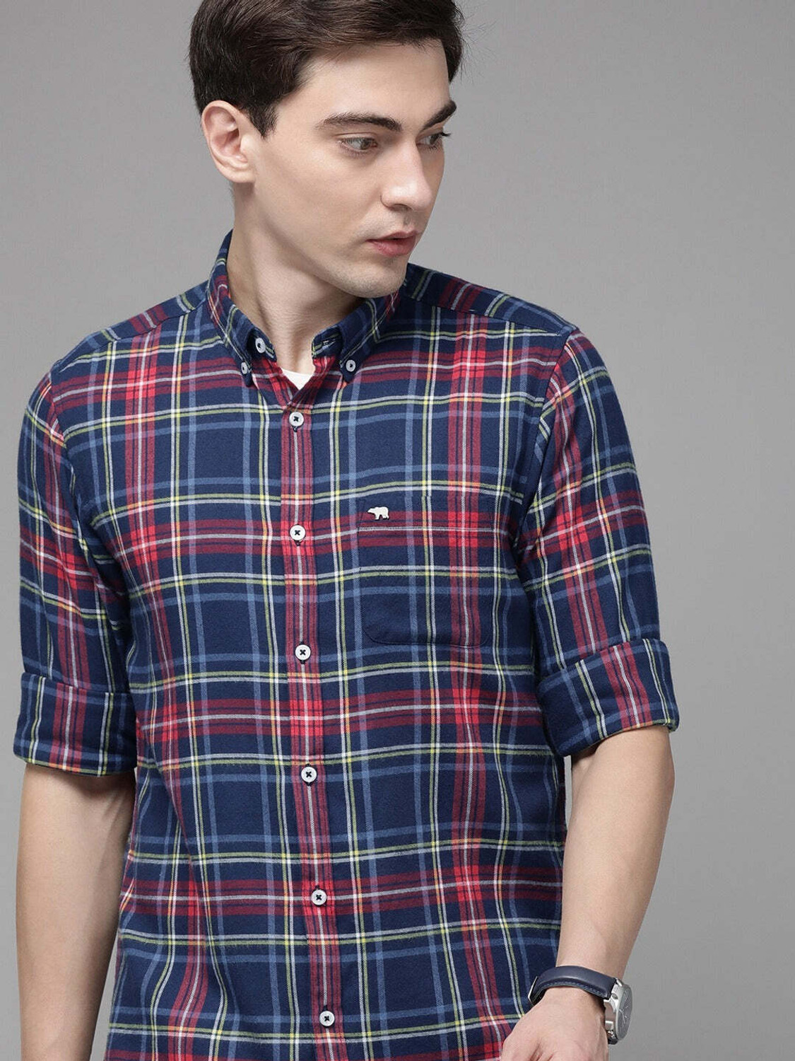 Image of THE BEAR HOUSE Men Checkered Casual Multicolor Shirt