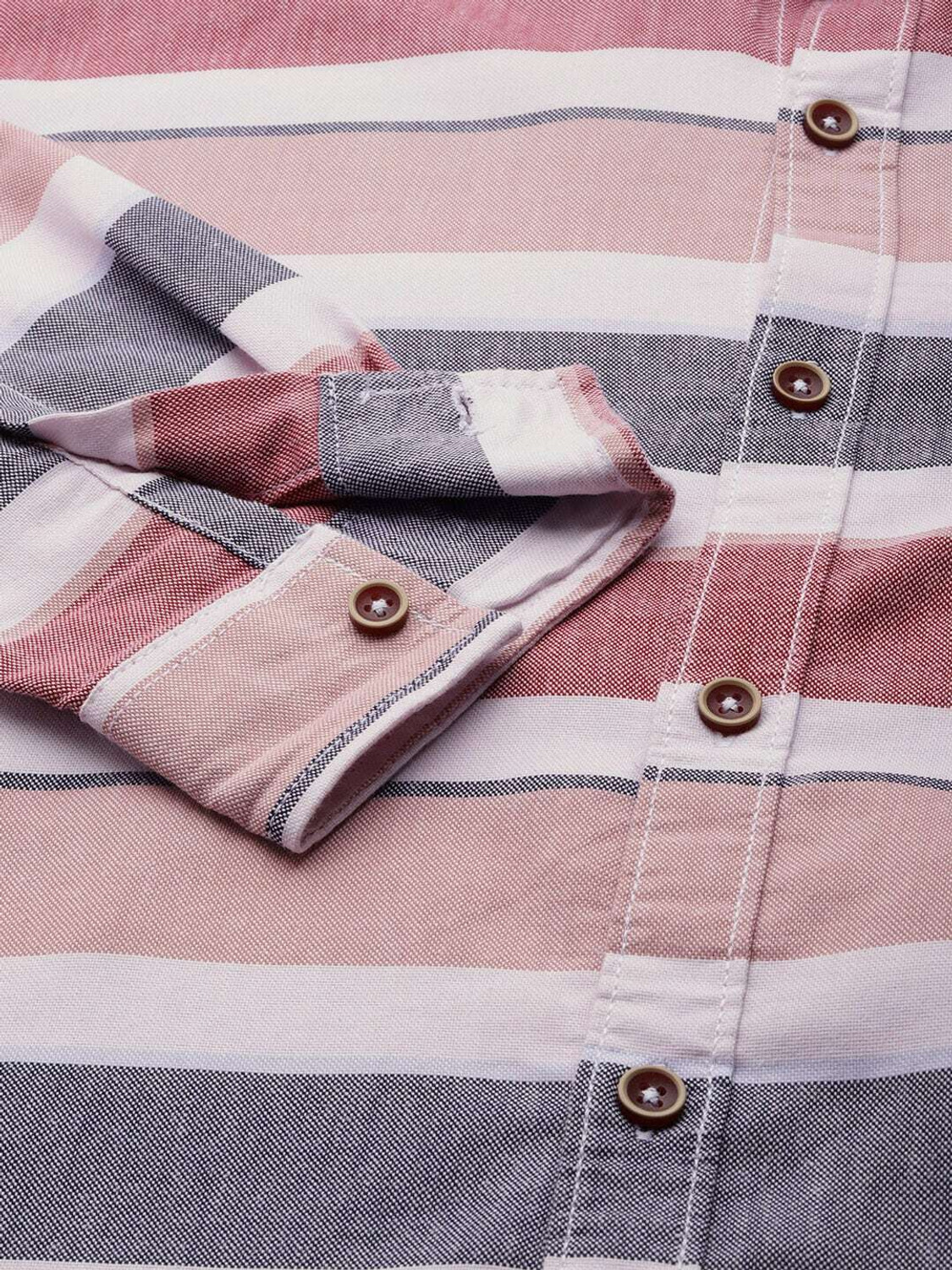 Image of The Indian Garage Co. Men Striped Casual Pink Shirt