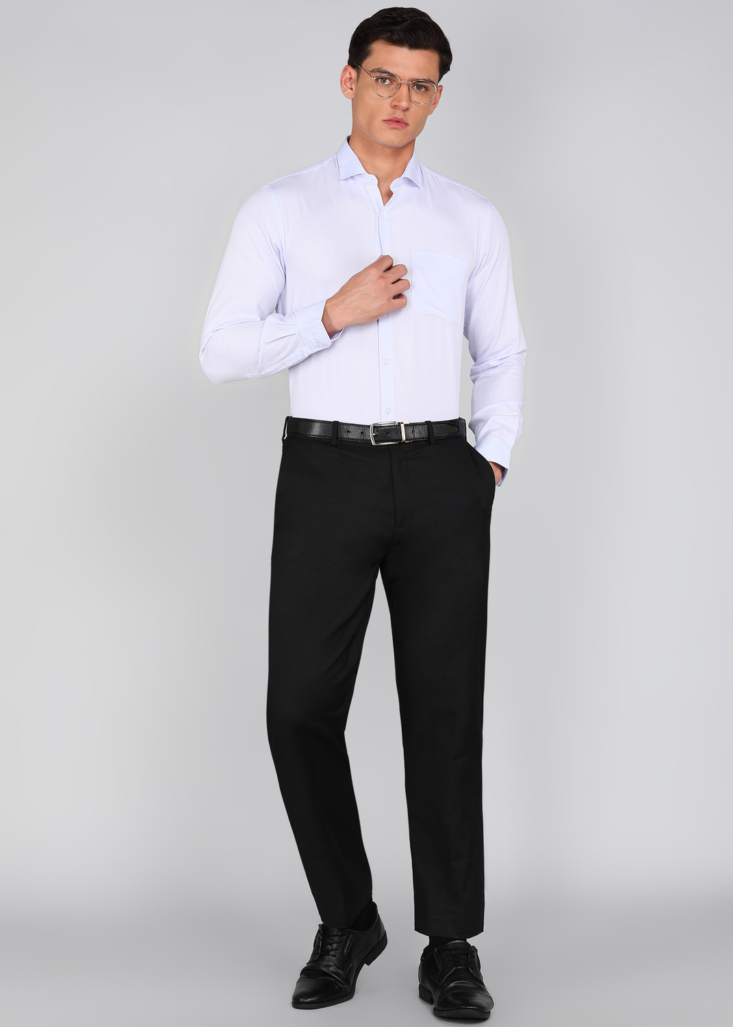 Image of PETER ENGLAND Men Self Design Formal Blue Shirt