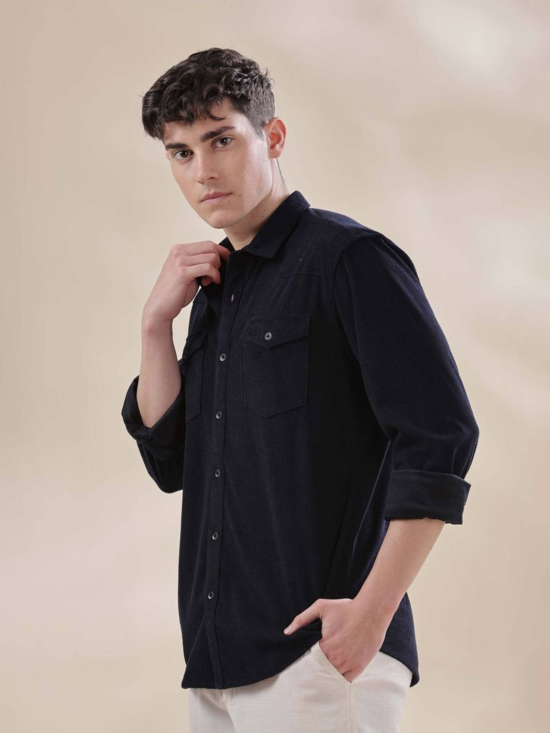 HERE&NOW Men Blue Casual Shirt - Image 5