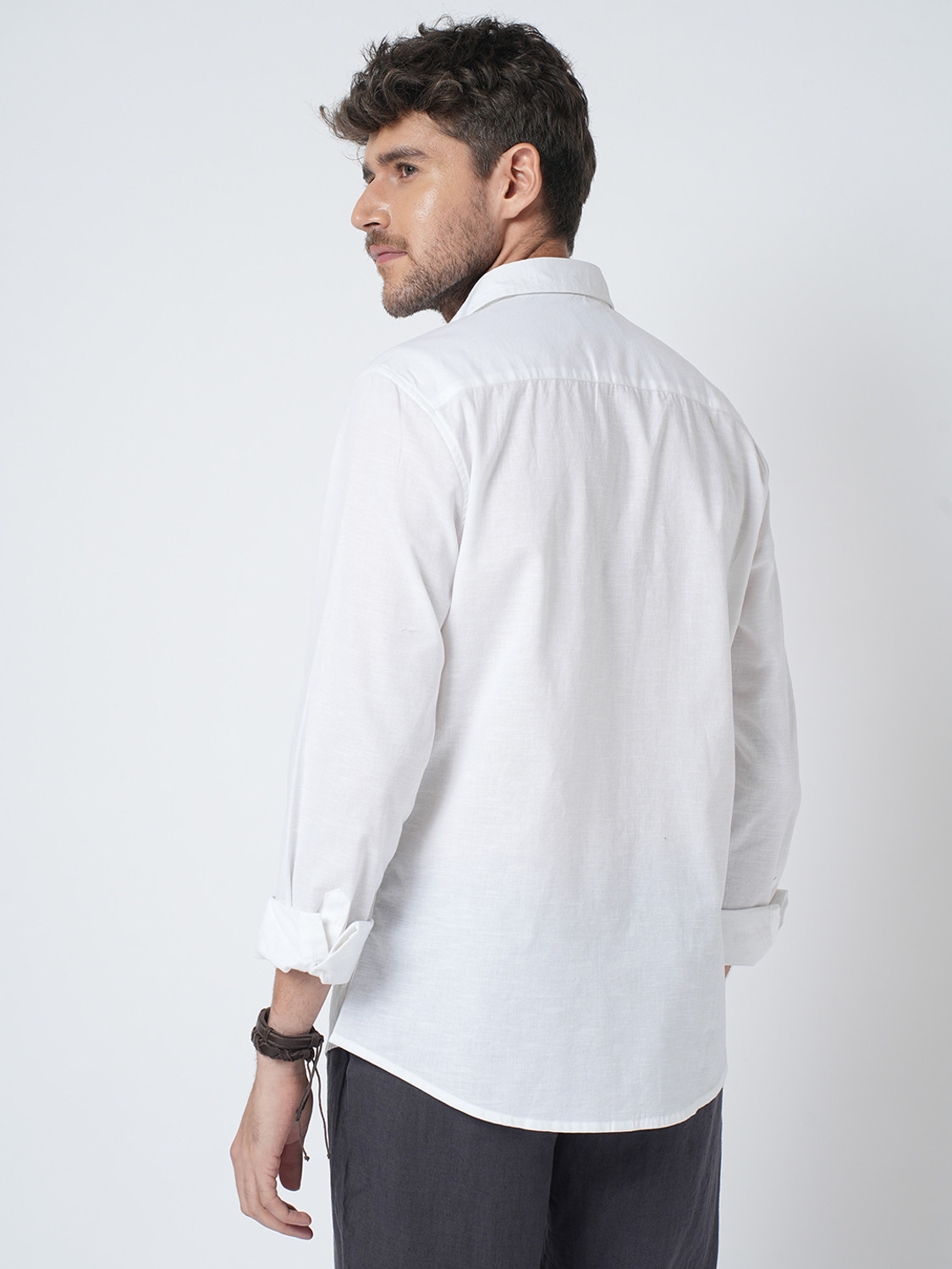 Image of VASTRADO Men Solid Casual White Shirt