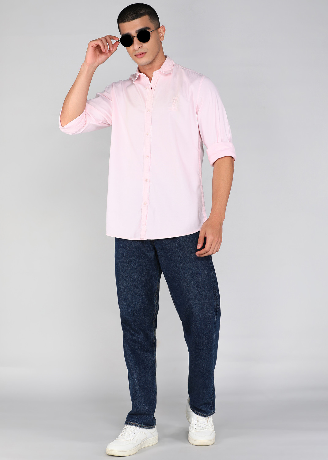Image of PETER ENGLAND Men Solid Casual Pink Shirt