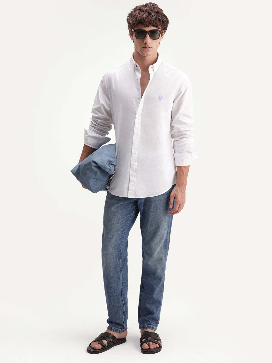 Image of RARE RABBIT Men Solid Casual White Shirt