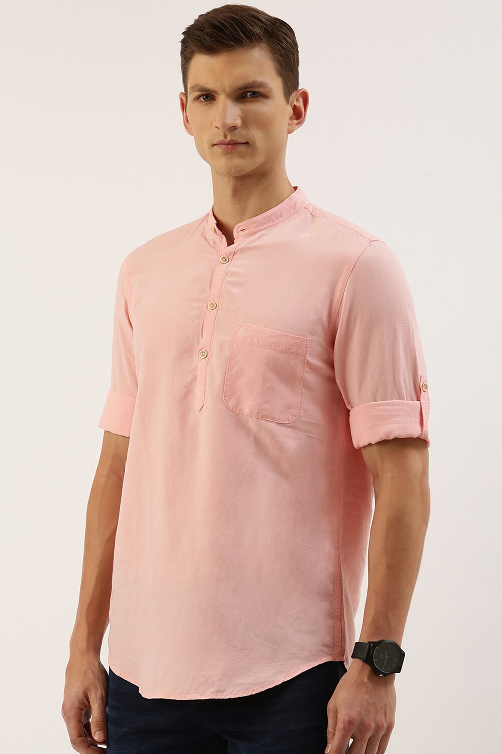 Image of PETER ENGLAND Men Solid Casual Pink Shirt