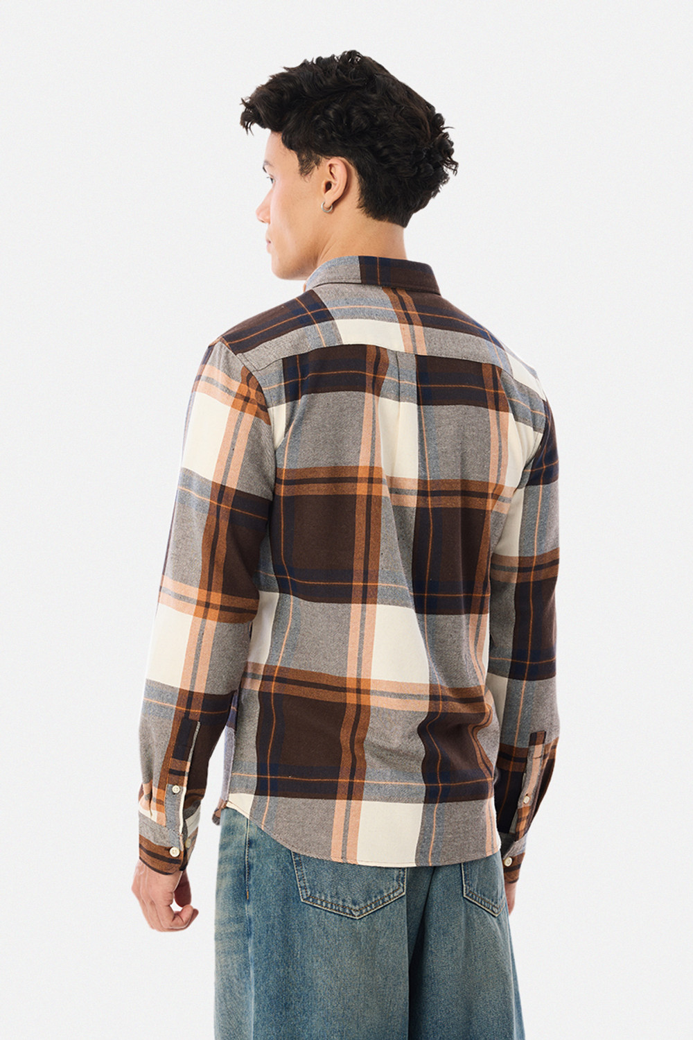 Image of Snitch Men Checkered Casual Brown Shirt
