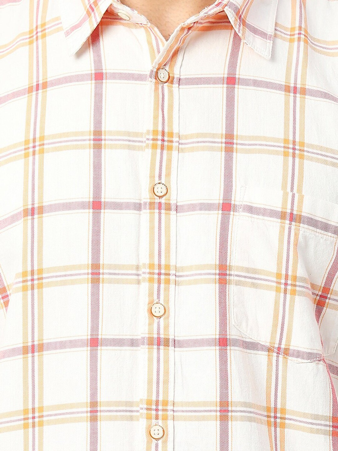 Image of Pepe Jeans Men Checkered Casual Orange Shirt