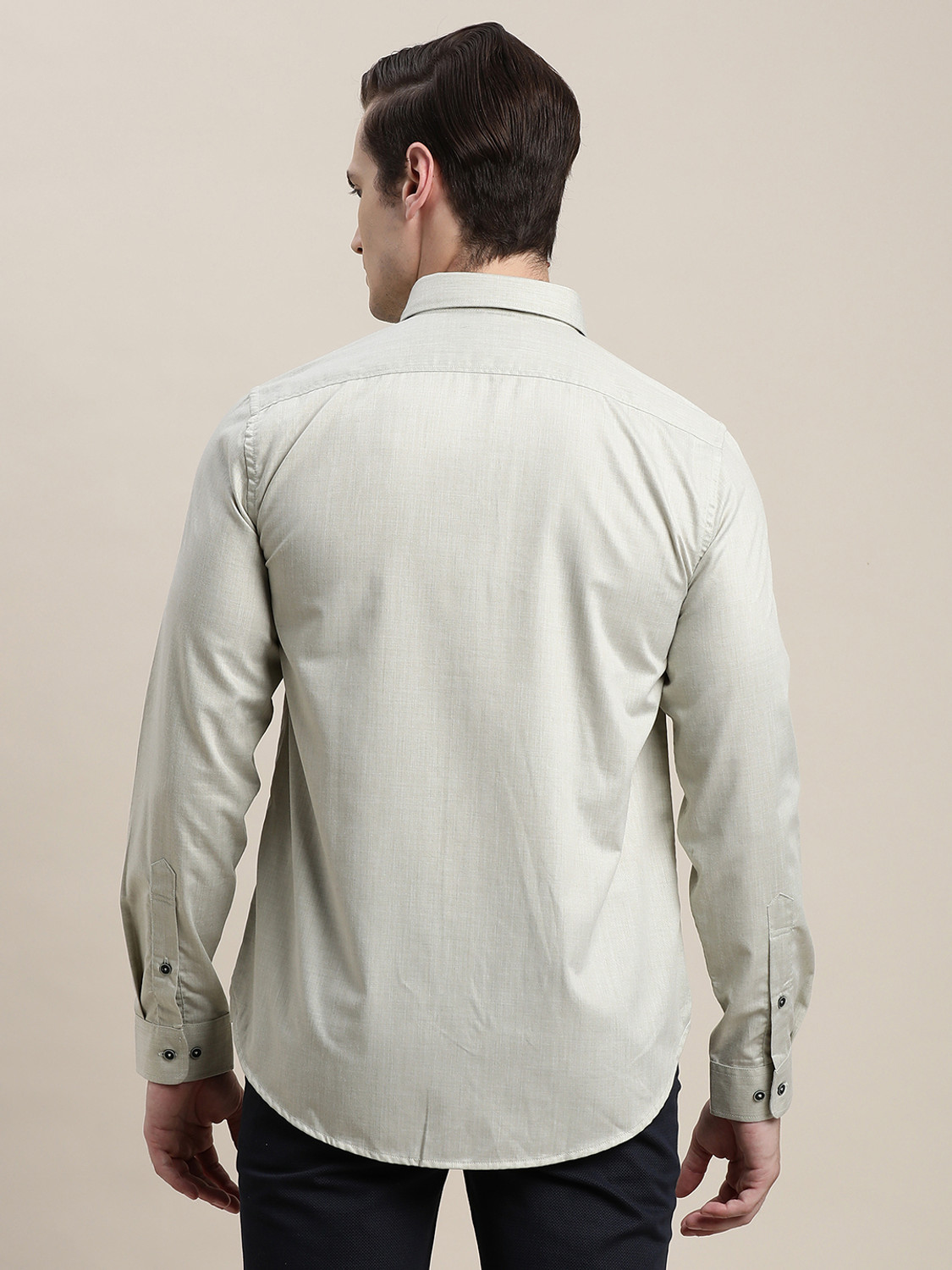 Image of TURTLE Men Solid Casual Grey Shirt