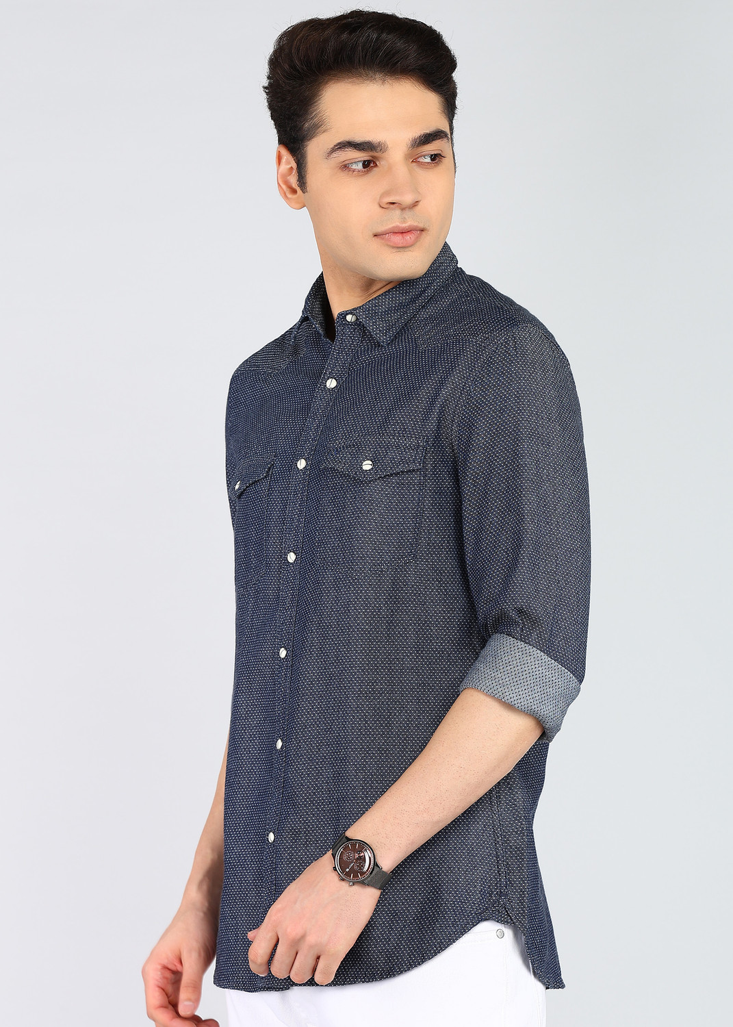 Image of PETER ENGLAND Men Checkered Casual Blue Shirt