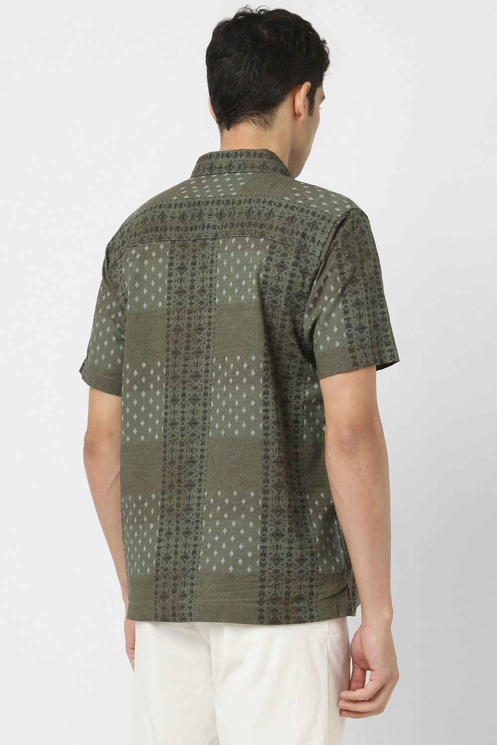 Image of PETER ENGLAND Men Printed Casual Green Shirt