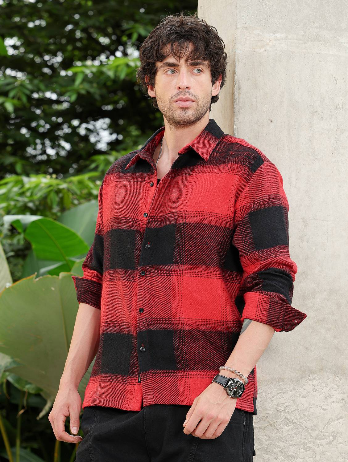 CAHOOT Men Checkered Casual Red Shirt - Image 2