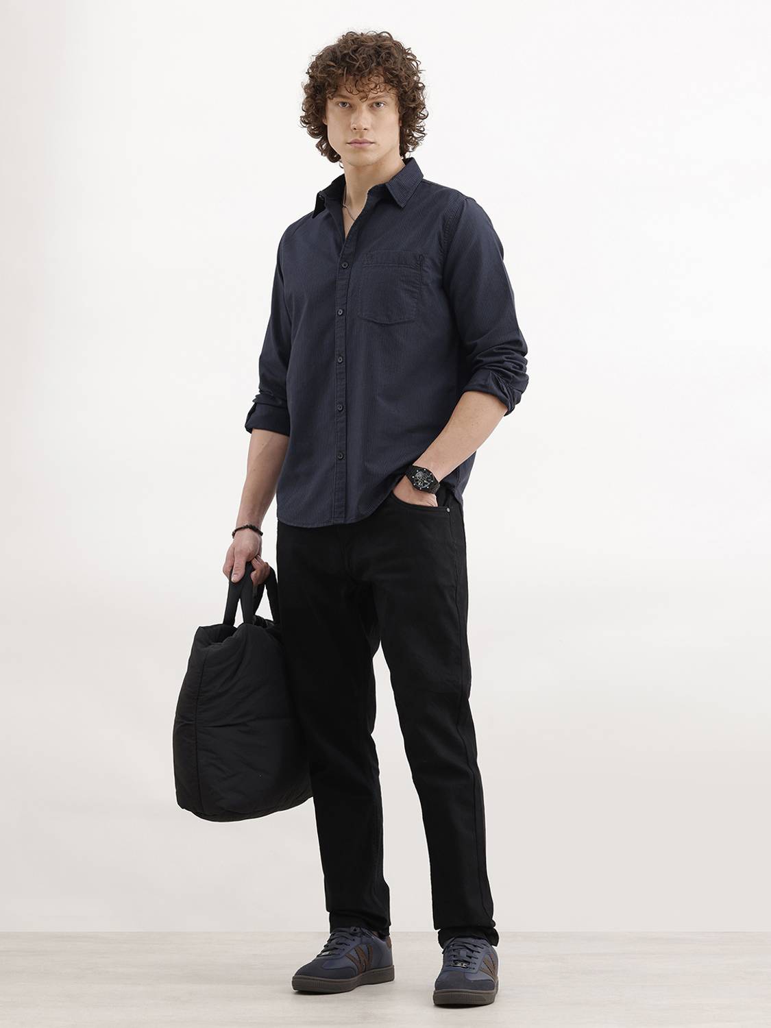 WROGN Men Striped Casual Blue Shirt - Image 2
