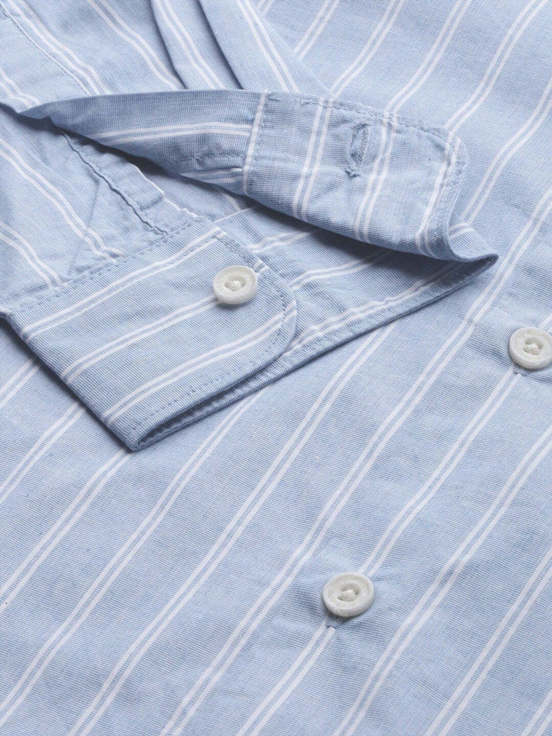 Image of THE BEAR HOUSE Men Striped Casual Blue Shirt
