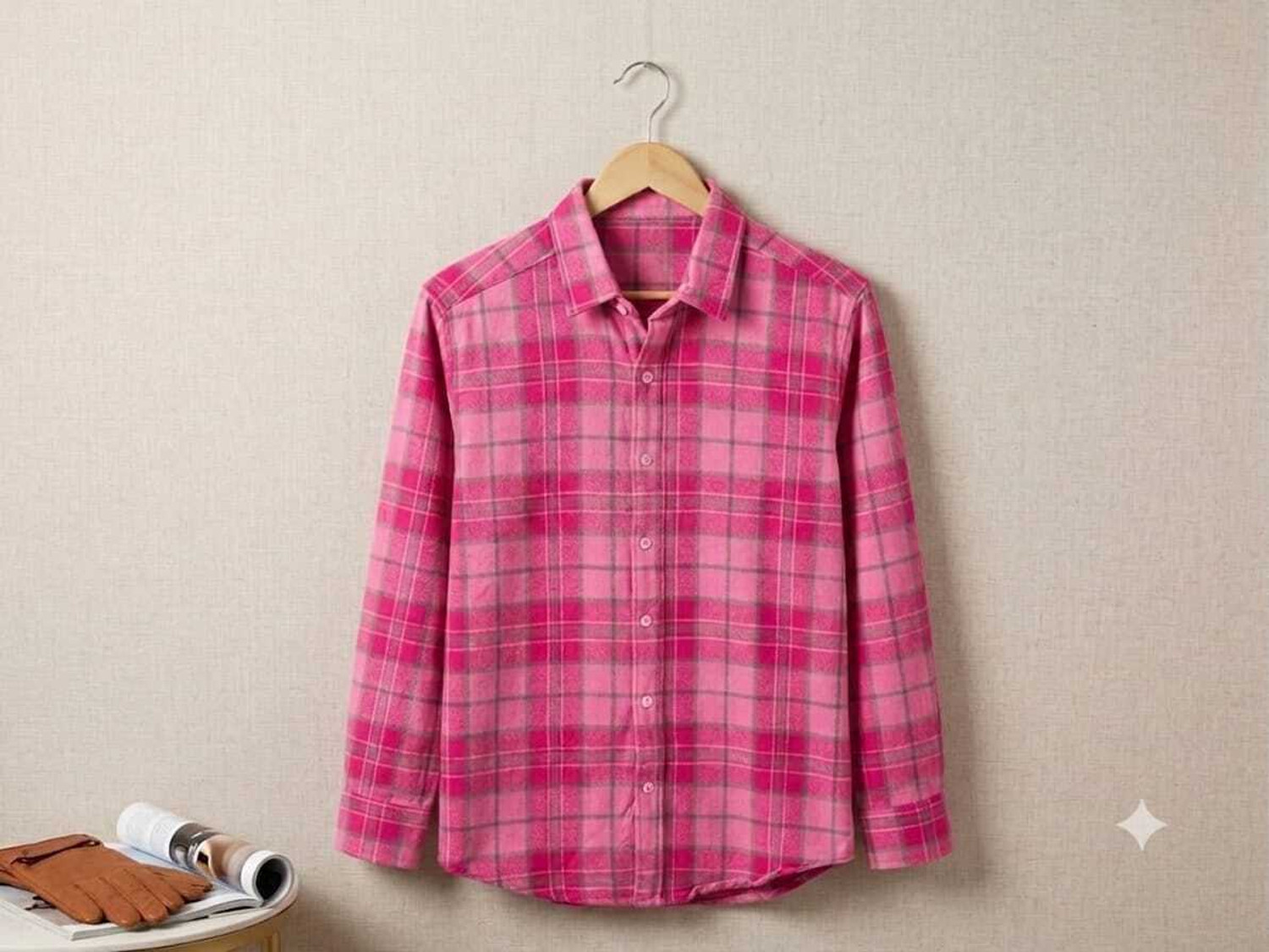 Image of thewearkey Men Checkered Casual Pink Shirt