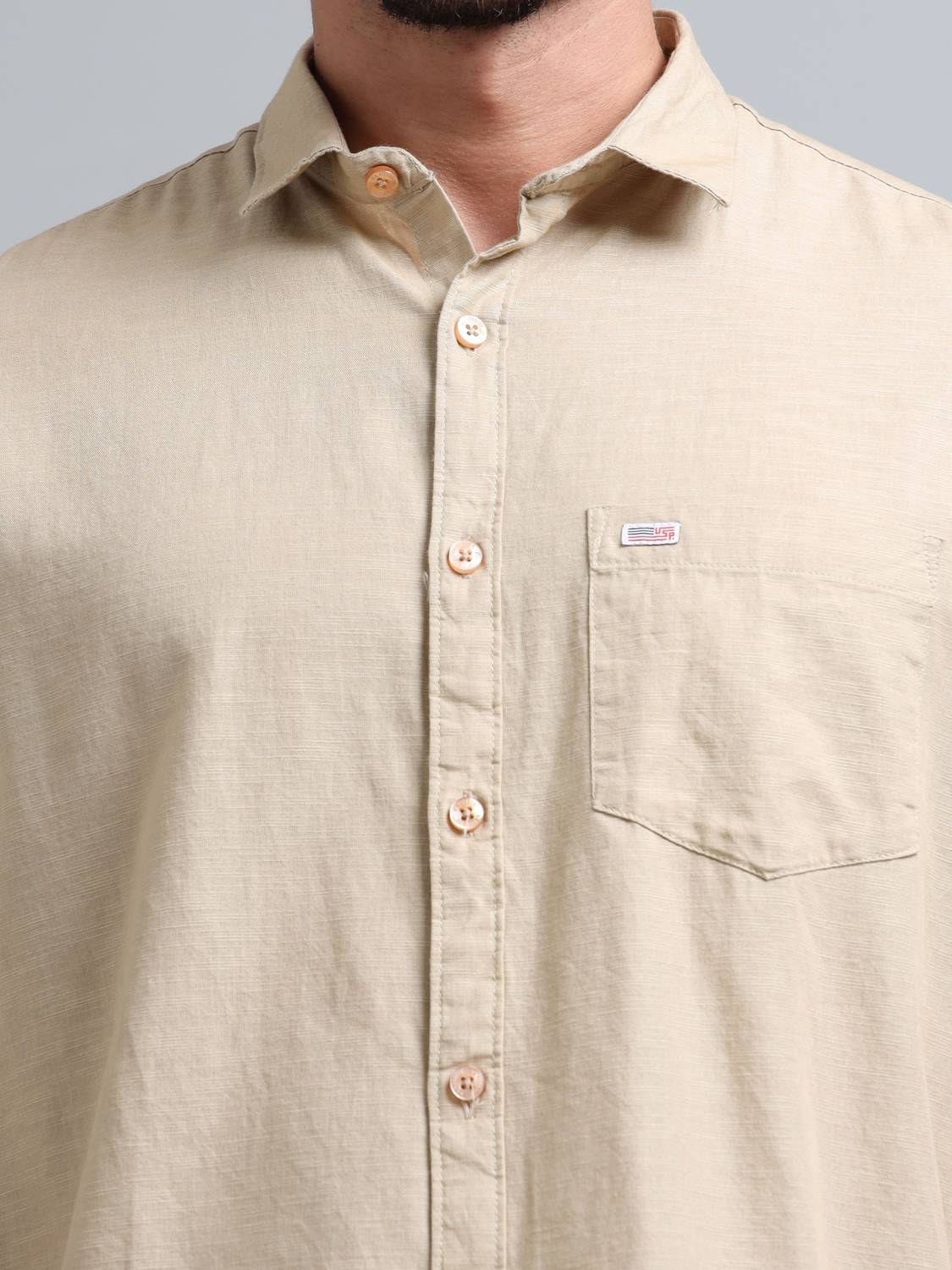 U.S. Pitchers Men Beige Casual Shirt - Image 4