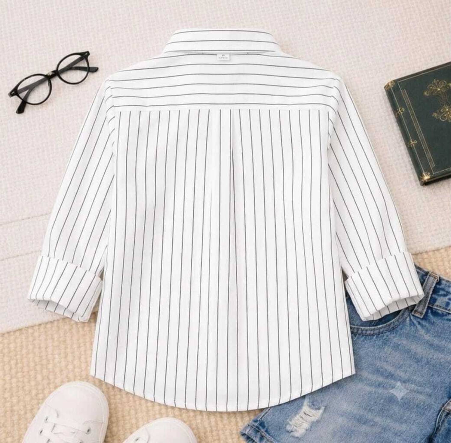 MACWEAR Boys Striped White Shirt - Image 2