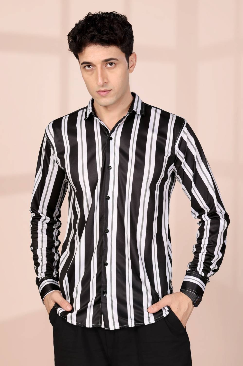 ANTILA FASHIONZONE Men Striped Casual White, Black Shirt
