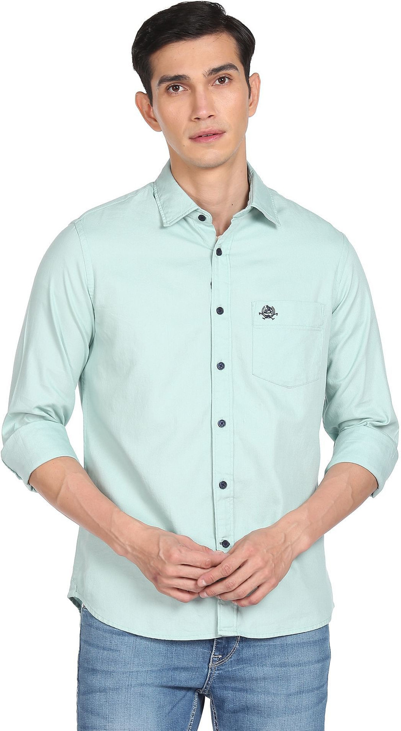 Image of U.S. POLO ASSN. Men Solid Casual Green Shirt