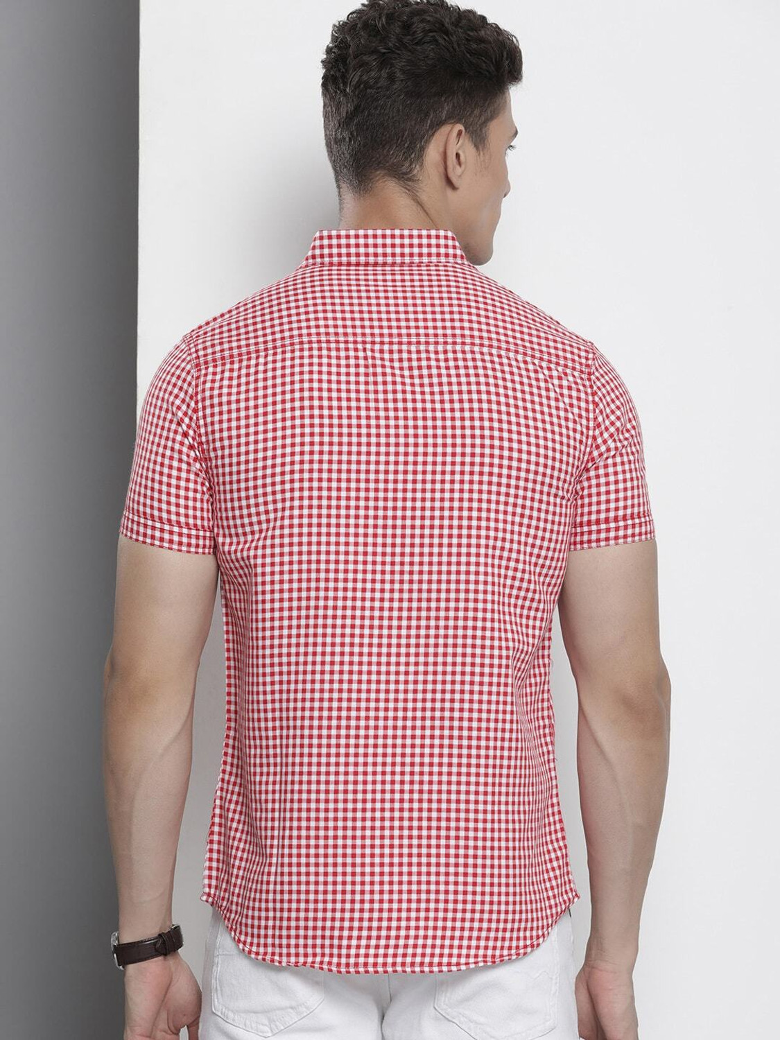 Image of The Indian Garage Co. Men Checkered Casual Red Shirt