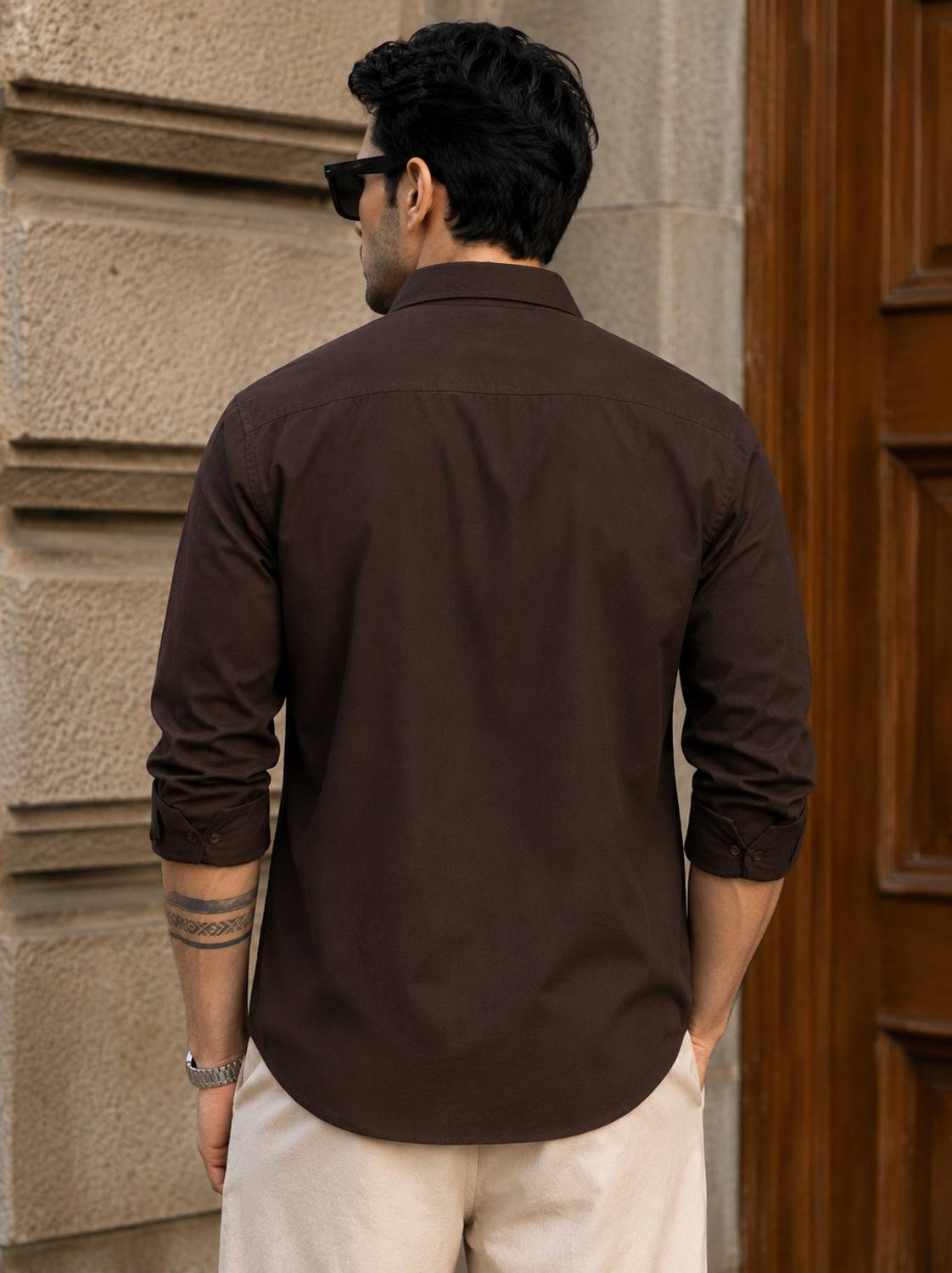 BROCON Men Solid Casual Brown Shirt - Image 2