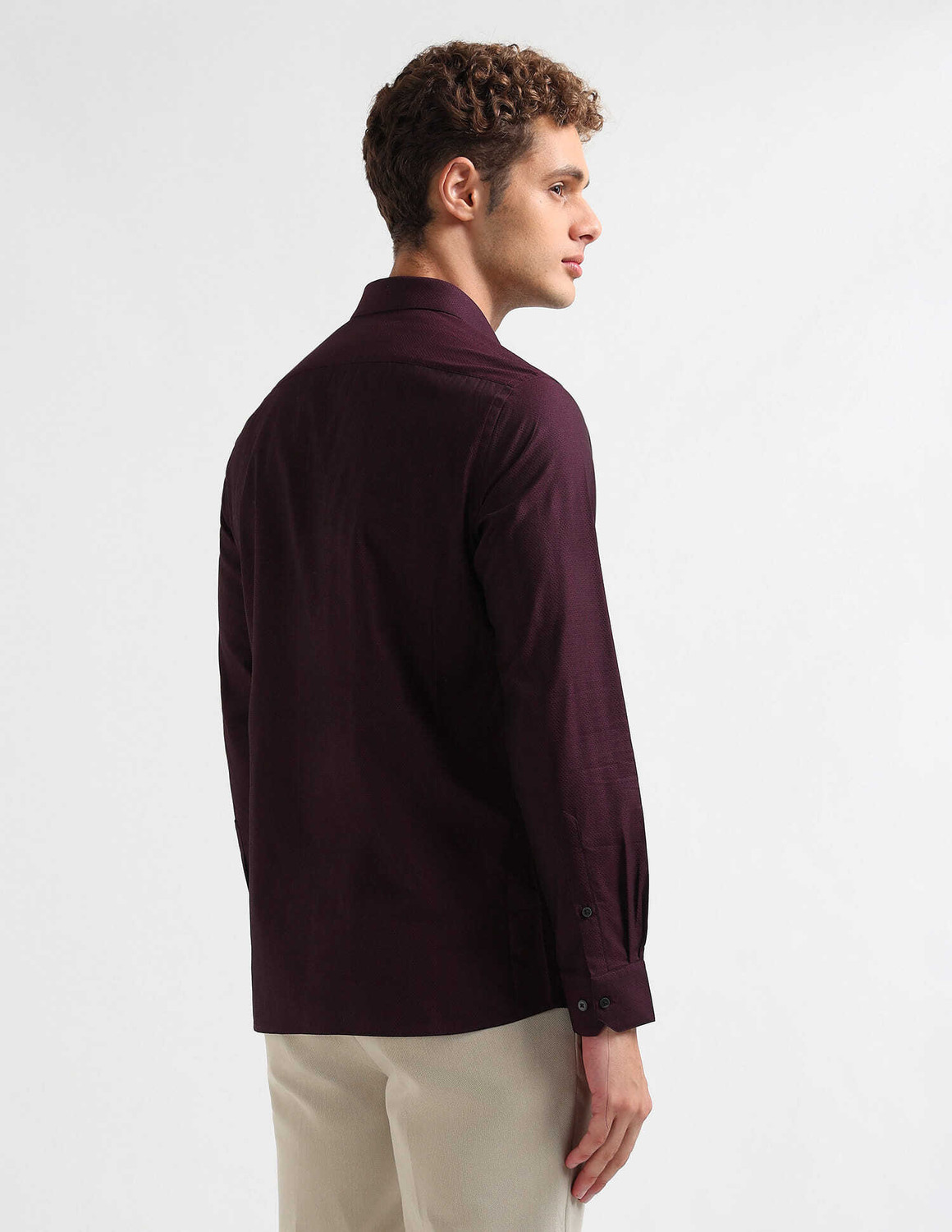 Image of ARROW Men Self Design Formal Red Shirt
