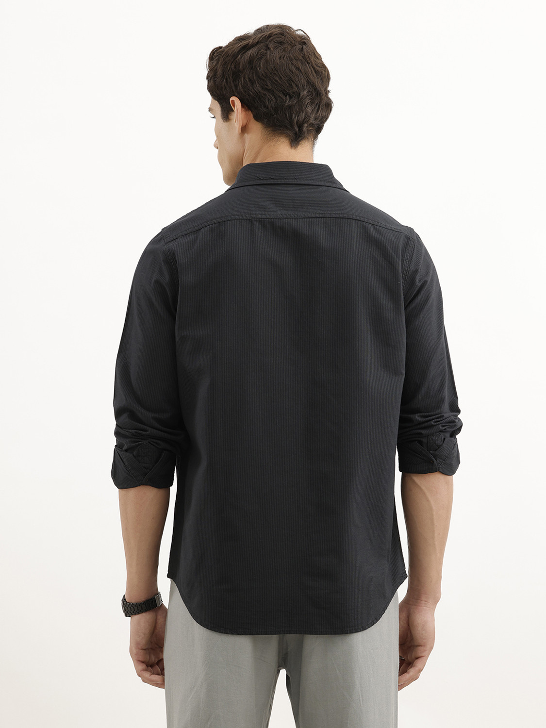Image of WROGN Men Striped Casual Green Shirt