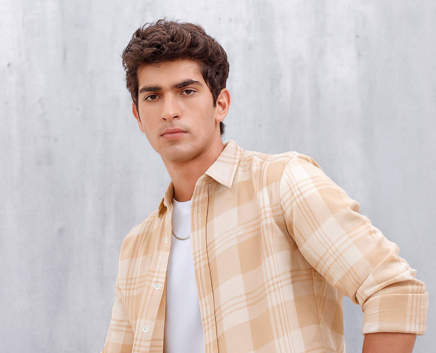 SHIRTZONE Men Beige Checkered Shirt - Image 3