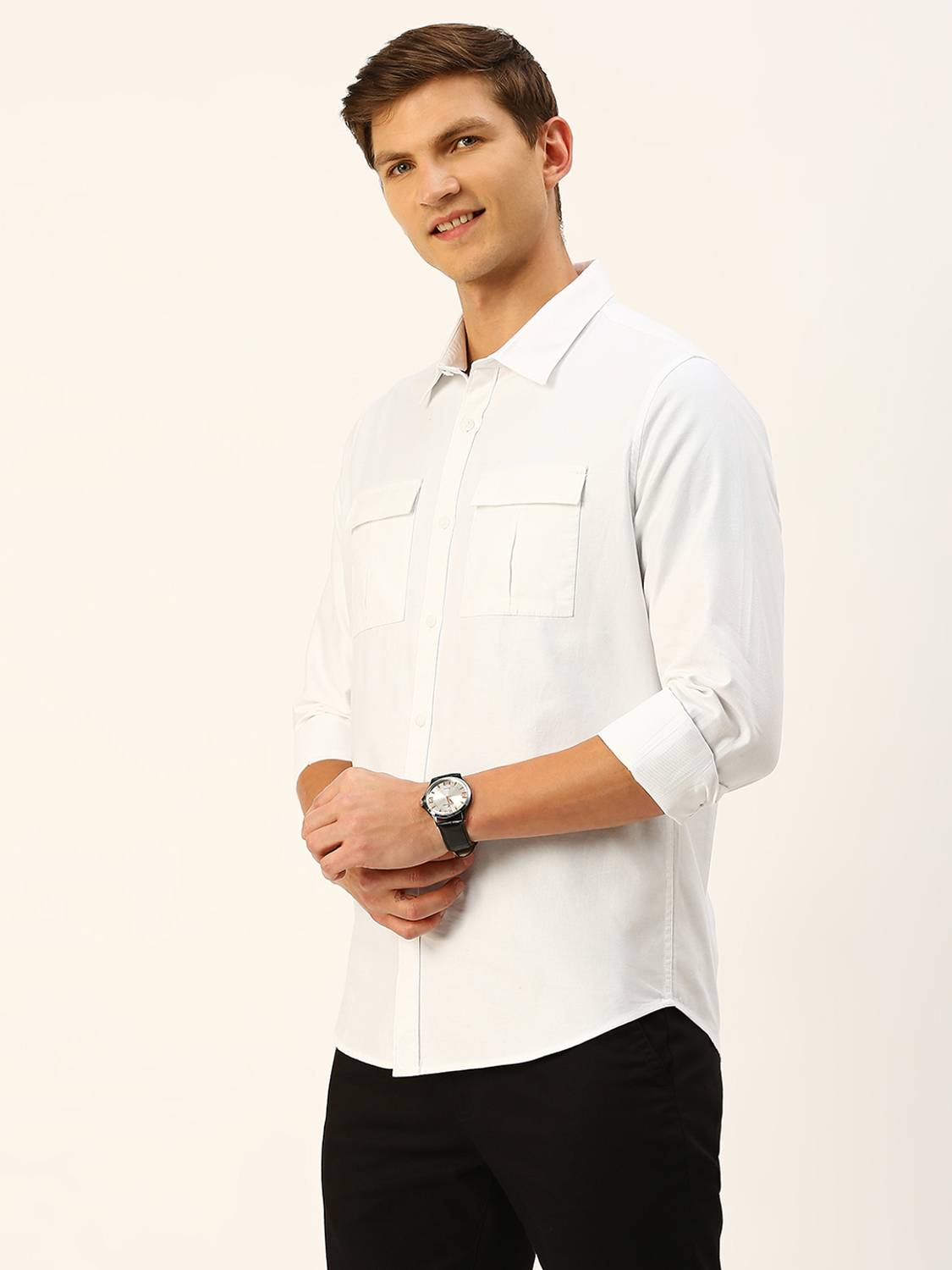 THOMAS SCOTT Men Solid Casual White Shirt - Image 2
