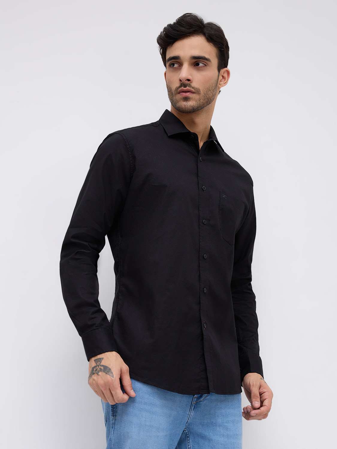 Image of KILLER Men Solid Casual Black Shirt