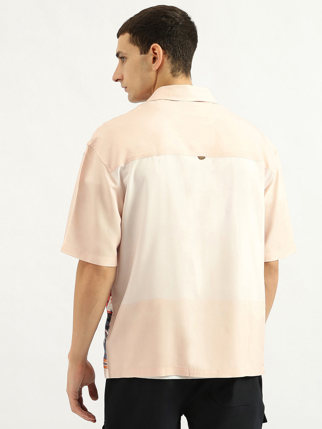 Image of United Colors of Benetton Men Printed Casual Pink Shirt