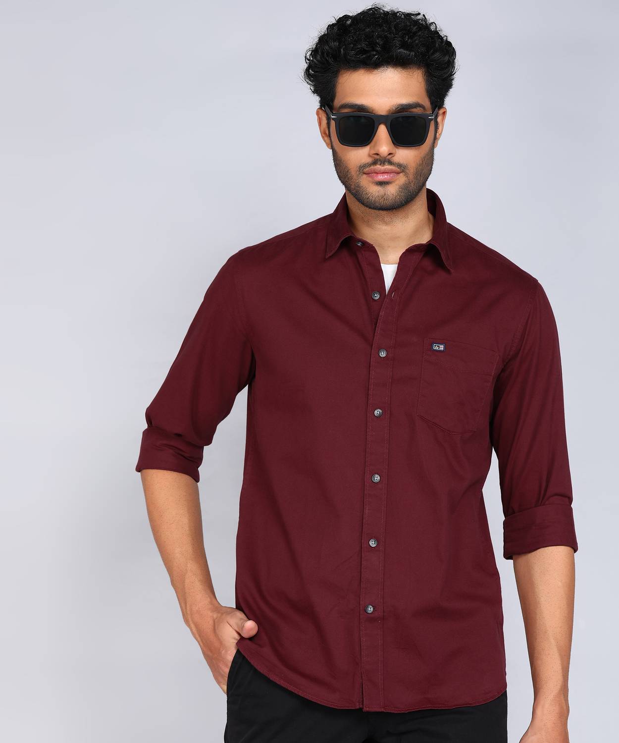 Arrow Sport Men Solid Casual Maroon Shirt