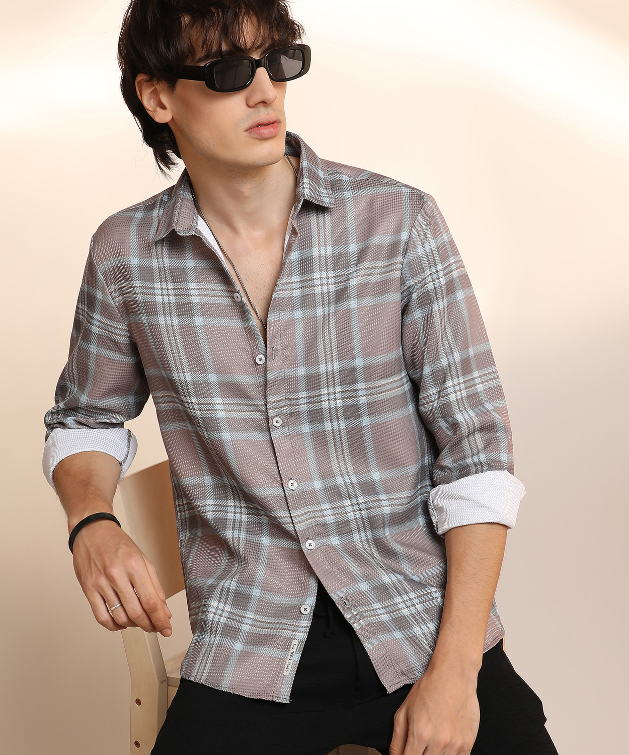 Image of CAMPUS SUTRA Men Self Design Casual Multicolor Shirt