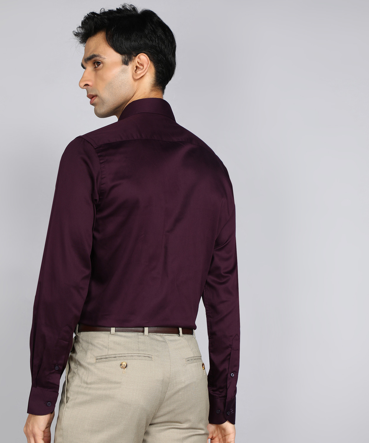 Image of Raymond Men Solid Formal Purple Shirt