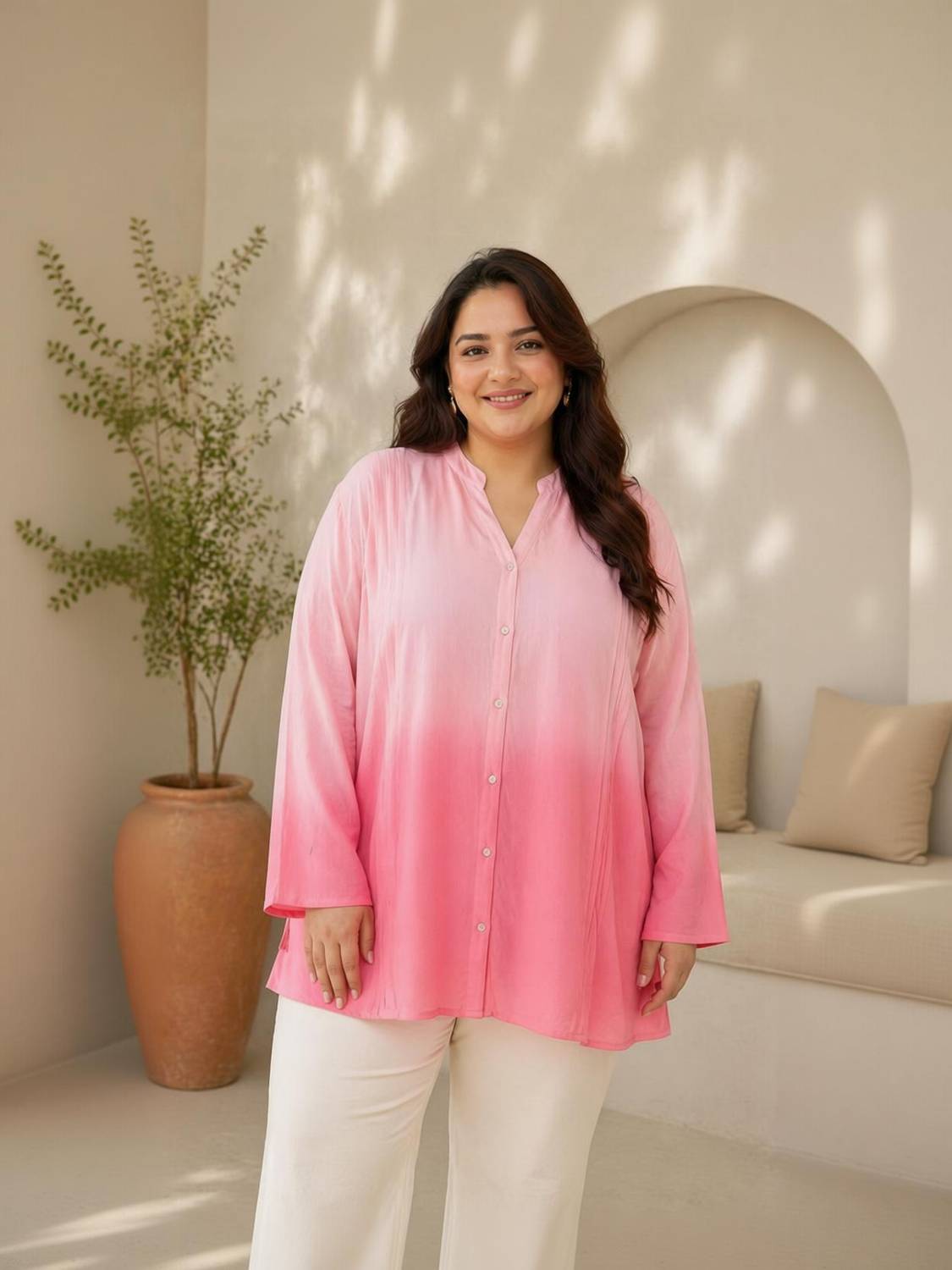 Aakarshak Women Dyed/Ombre Casual Pink Shirt