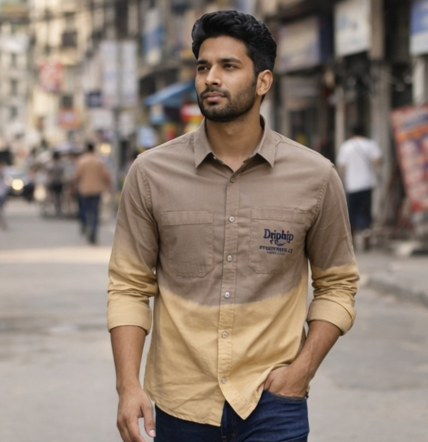 Image of RoGen Men Dyed /Ombre, Printed Casual Multicolor Shirt