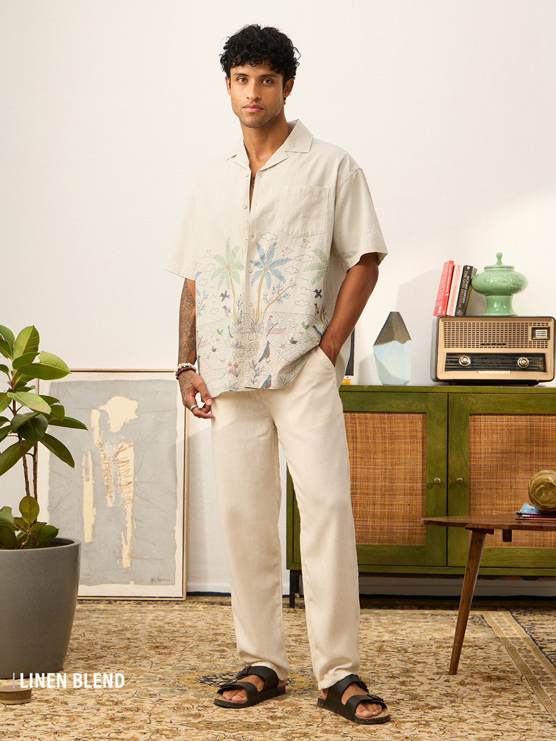 Image of The Souled Store Men Printed Casual White Shirt