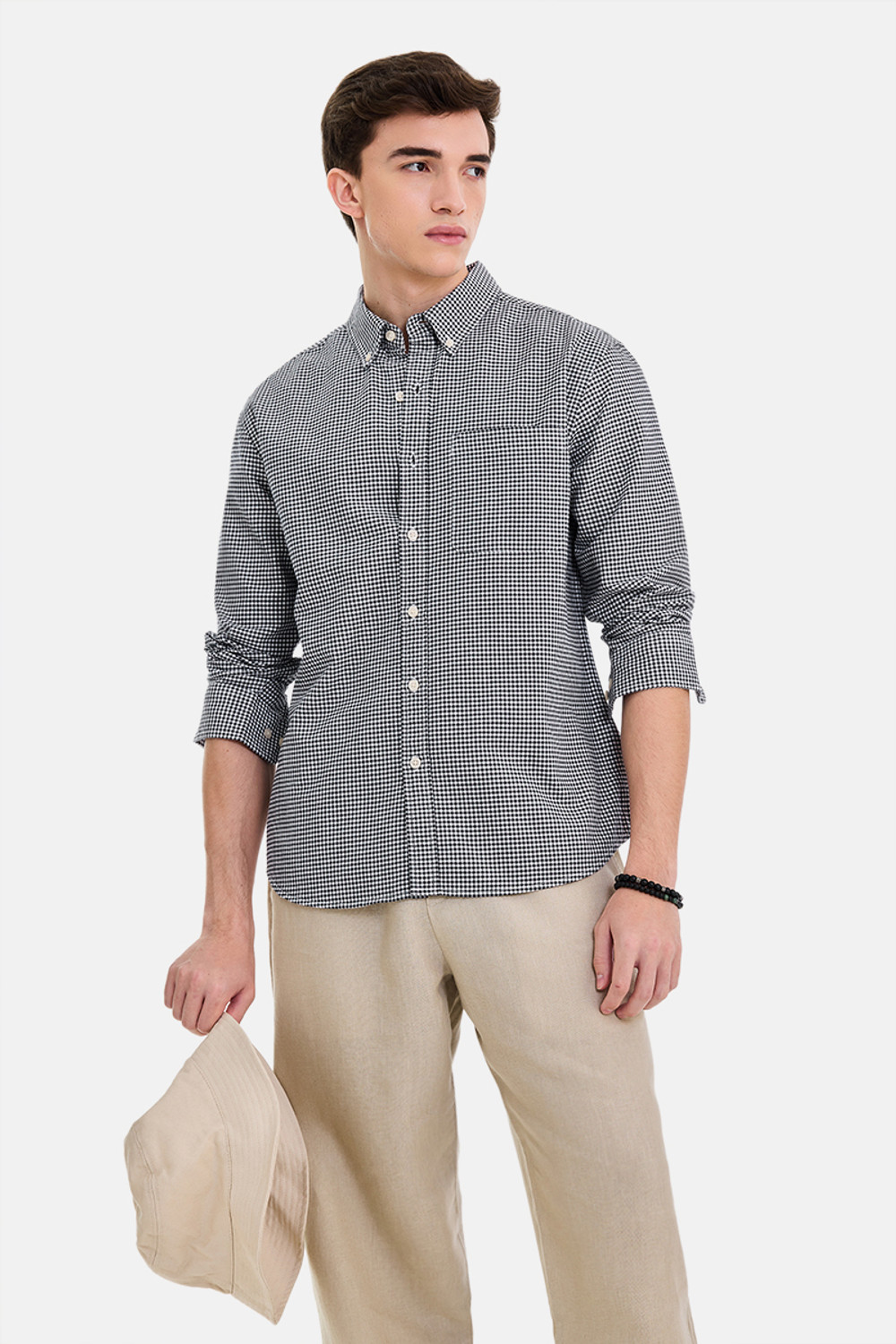 Image of Snitch Men Checkered Casual Dark Blue Shirt