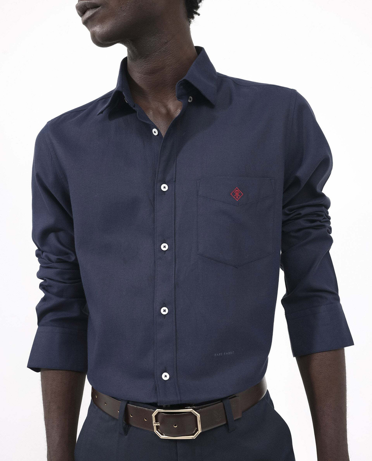 Image of RARE RABBIT Men Regular Fit Solid Formal Shirt