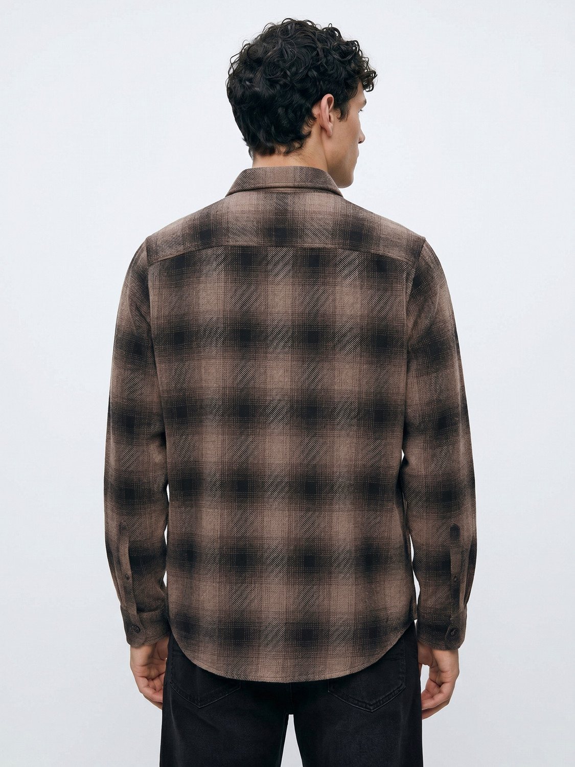 Image of THE BEAR HOUSE Men Checkered Casual Brown Shirt