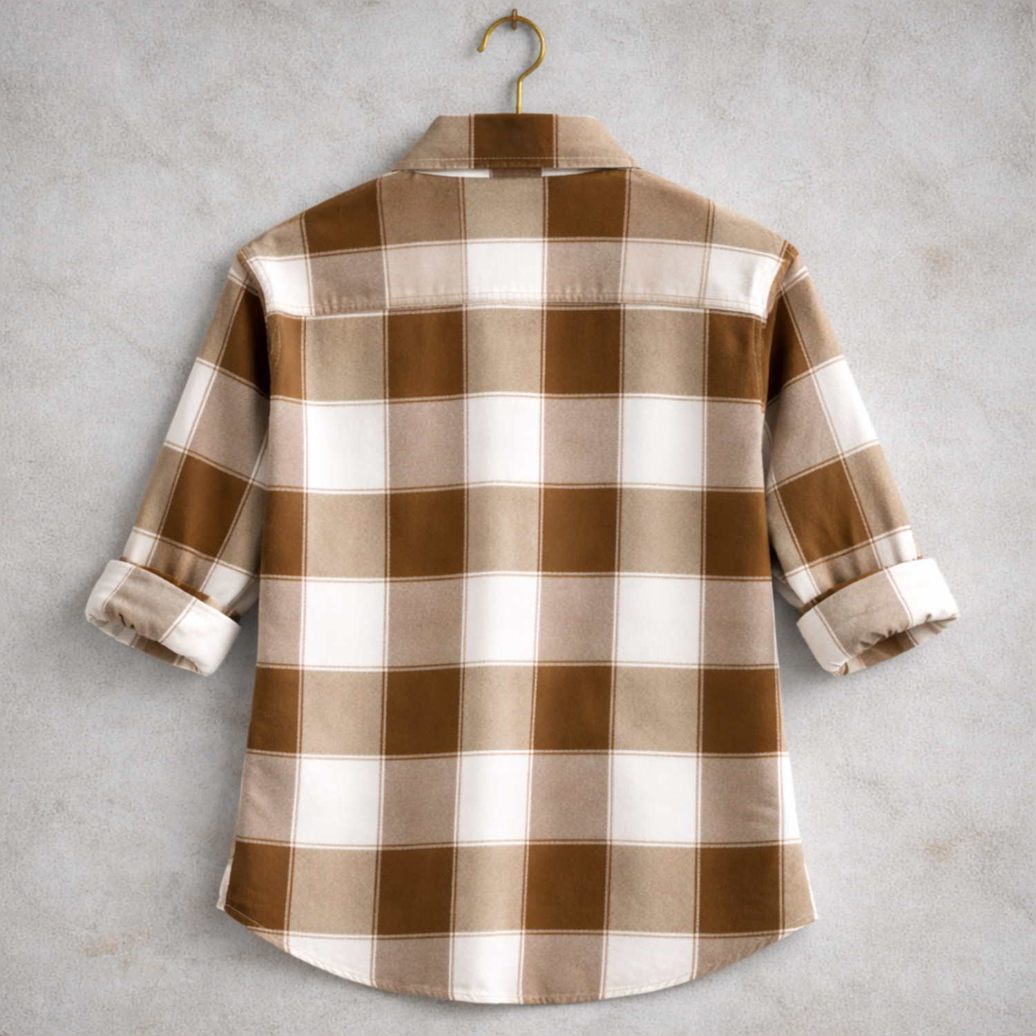 Image of FalconWear Men Checkered Casual Brown, White Shirt