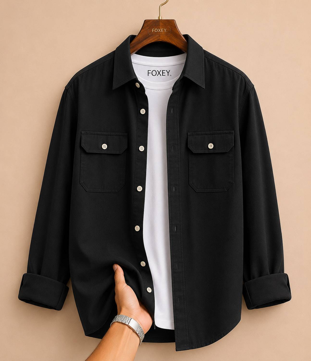 FOXEY Men Black Casual Shirt - Image 1