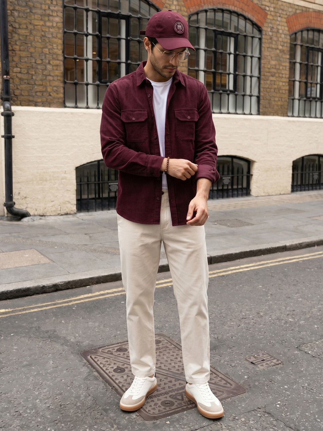 Image of Urbano Fashion Men Self Design Casual Maroon Shirt