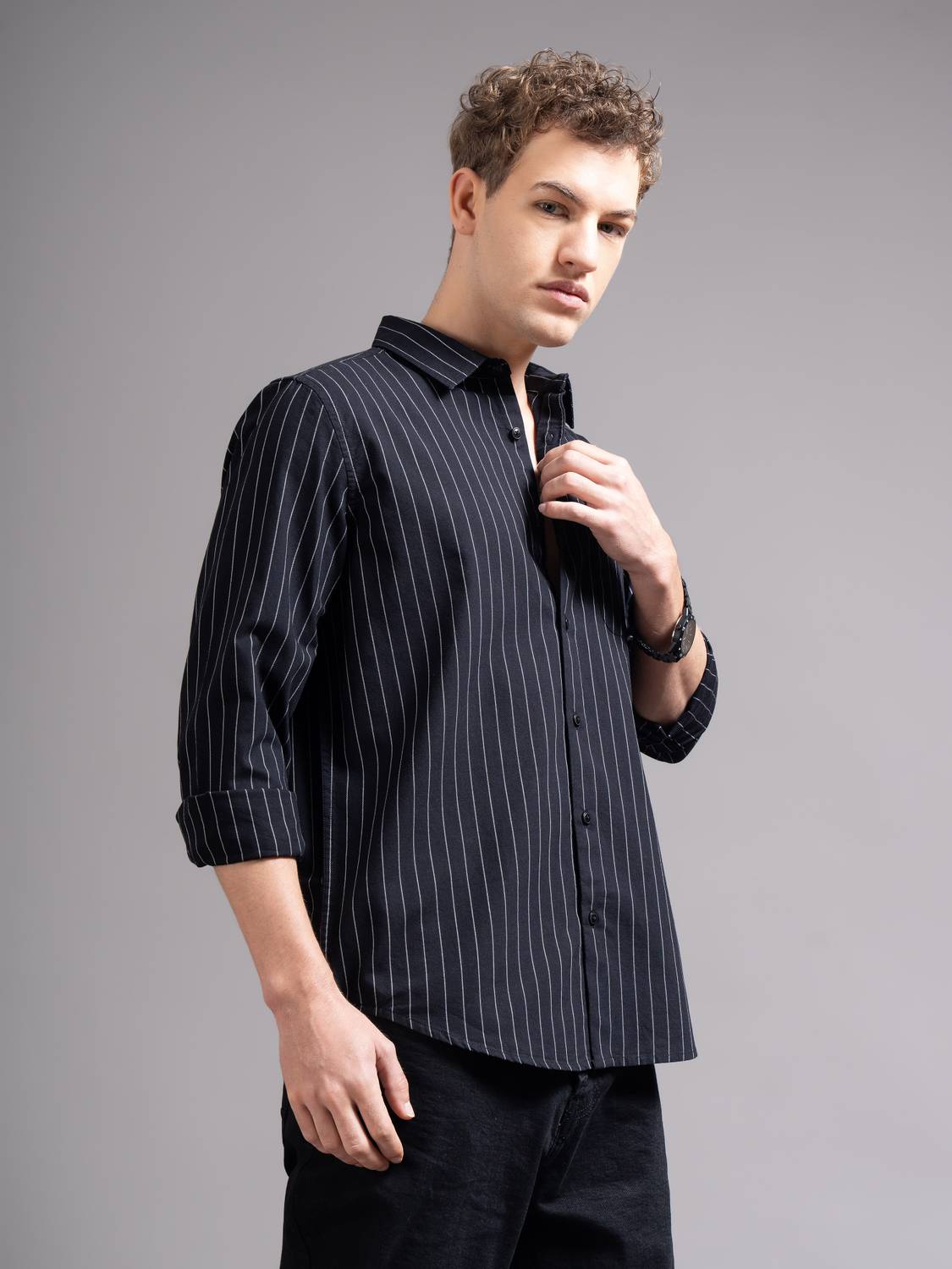 British Club Men Striped Black Shirt - Image 3