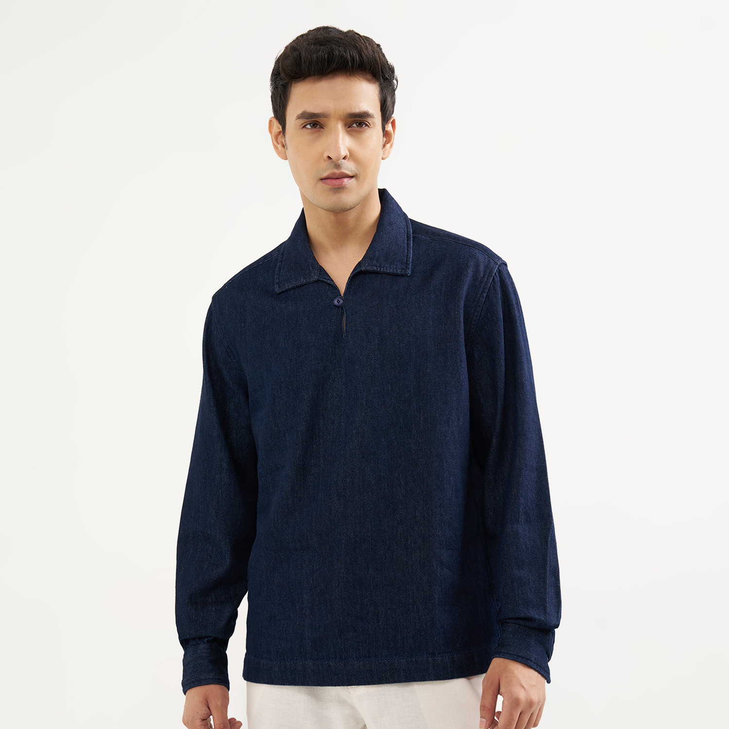 Image of 7 Alt by Pantaloons Men Solid Casual Blue Shirt