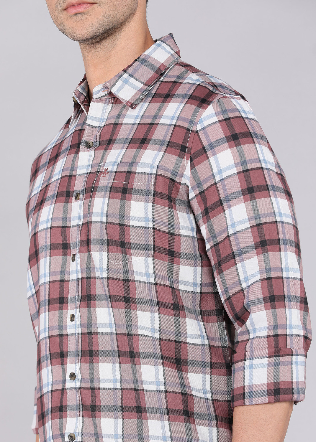 Image of WROGN Men Checkered Casual Pink Shirt