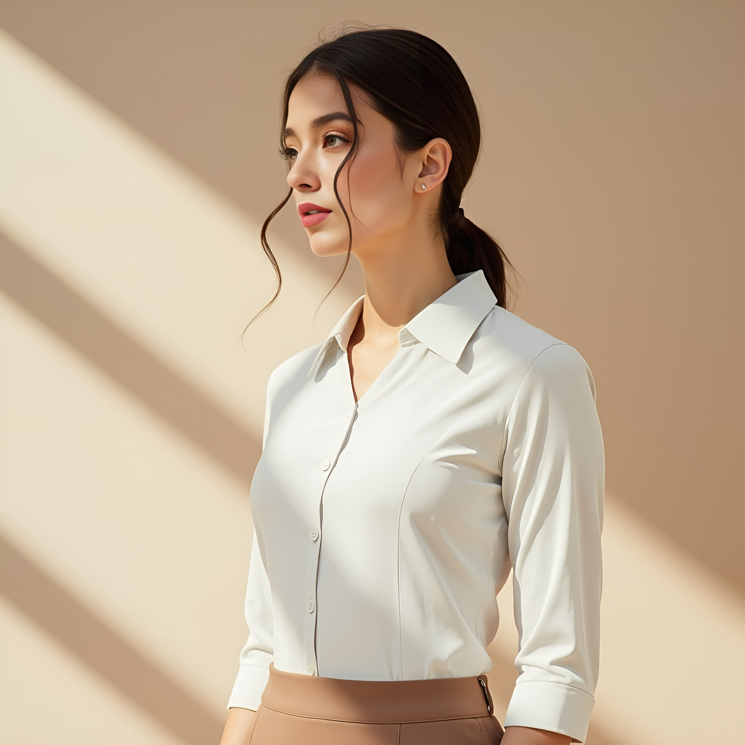 Image of kaarchop Women Solid Formal Dark Blue, White Shirt