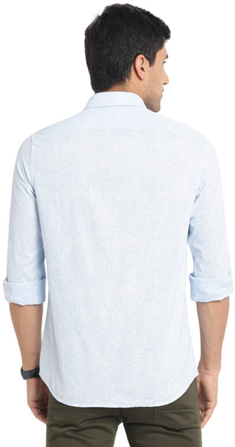 Image of TURTLE Men Solid Casual Light Blue, White Shirt