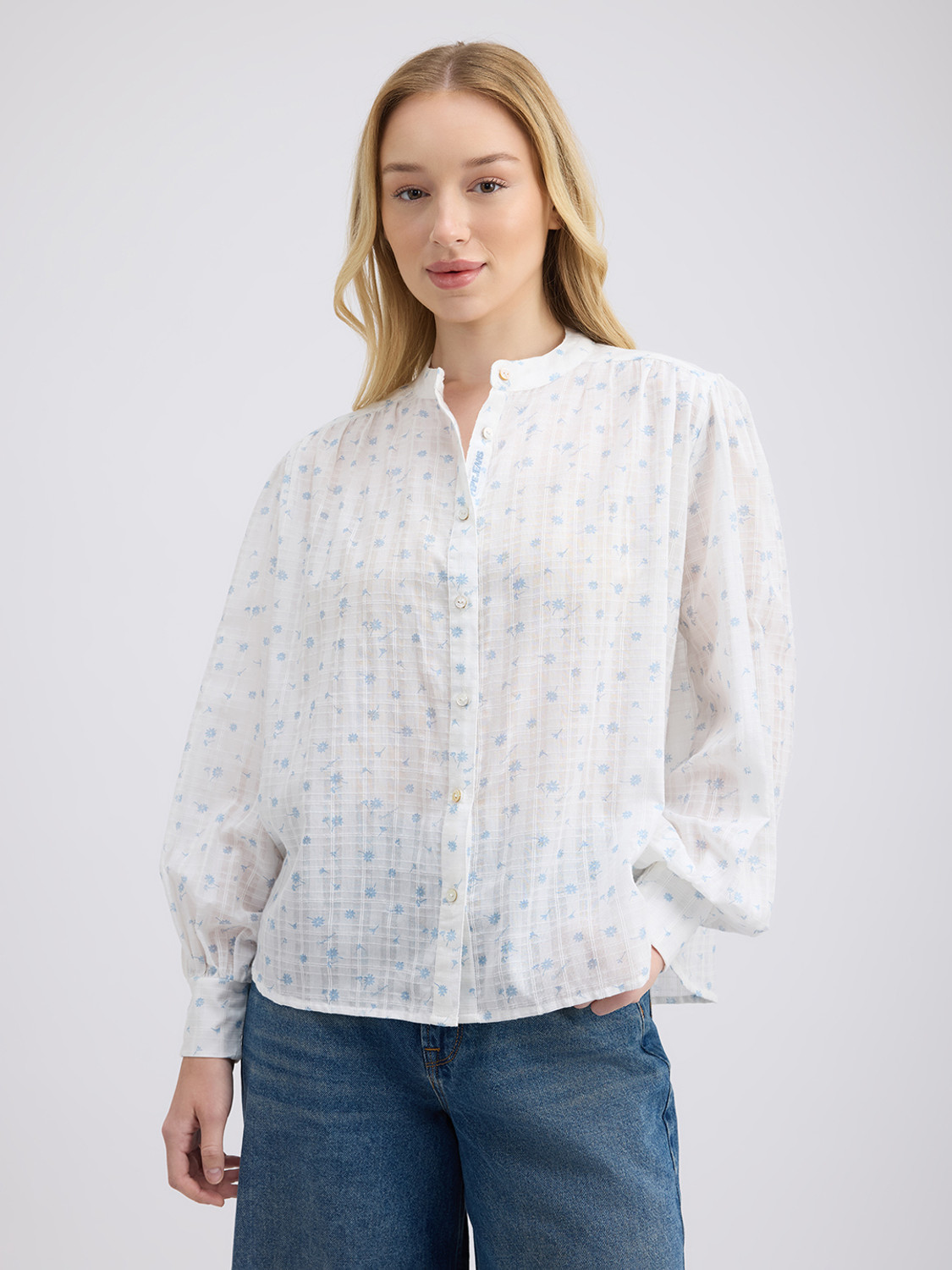 Image of Pepe Jeans Women Floral Print Casual White Shirt