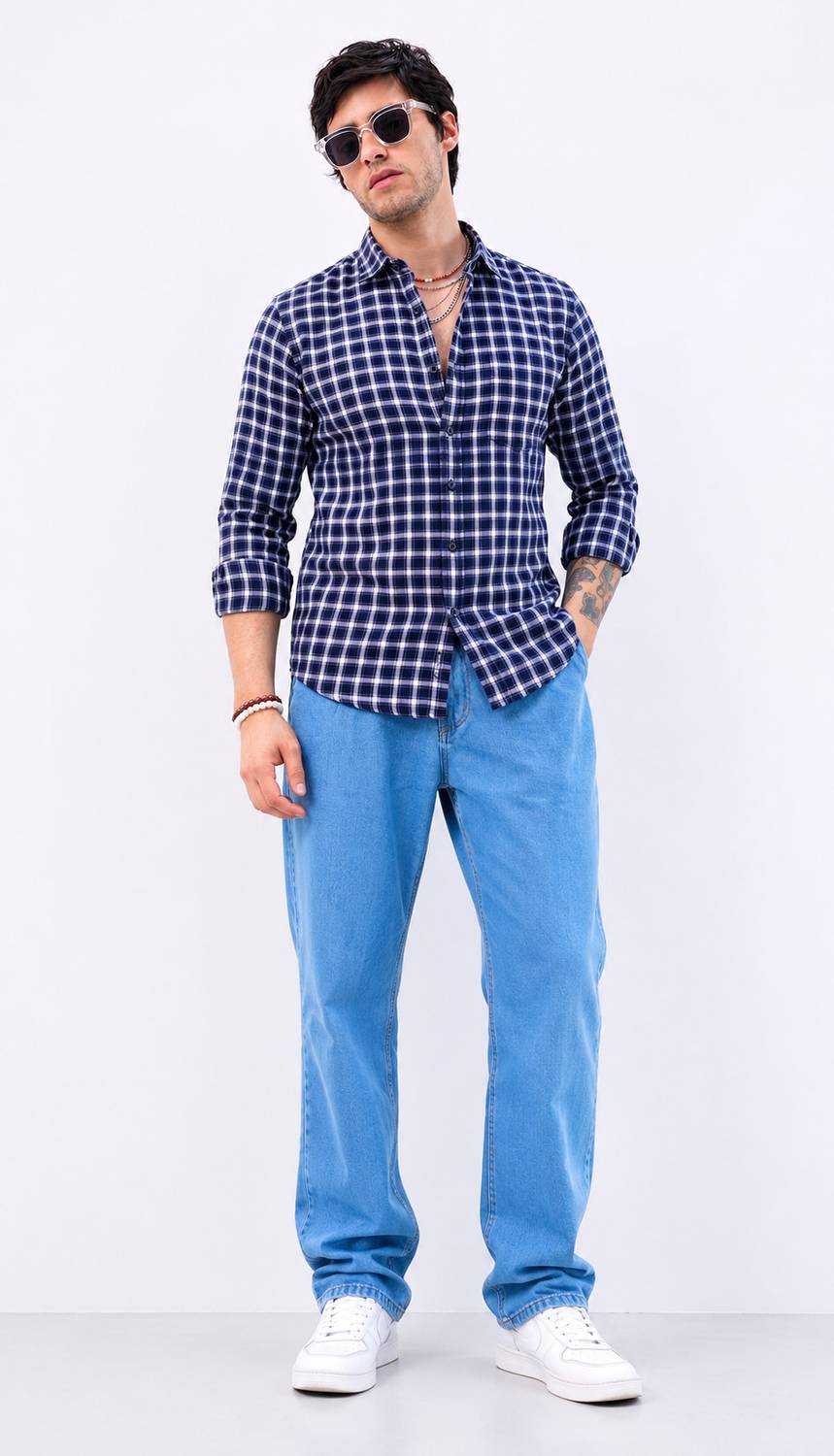 Youth First Men Checkered Casual Blue Shirt - Image 4