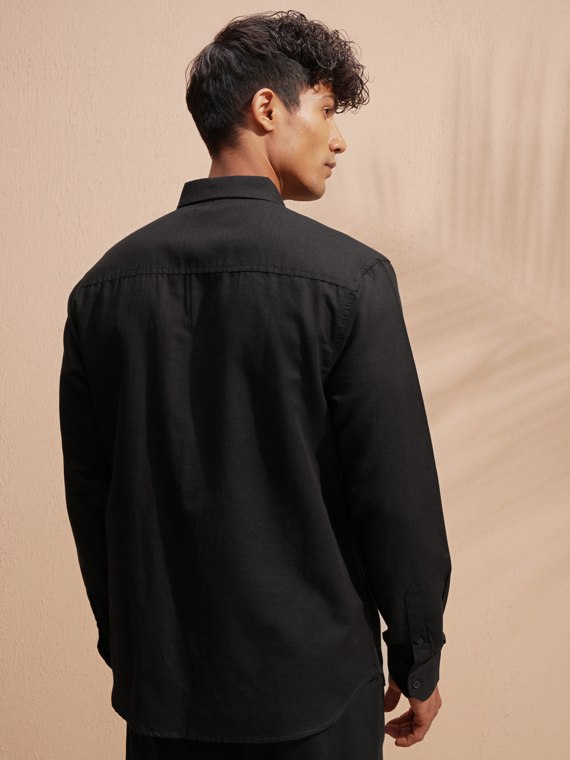 Image of HIGHLANDER Men Self Design Casual Black Shirt