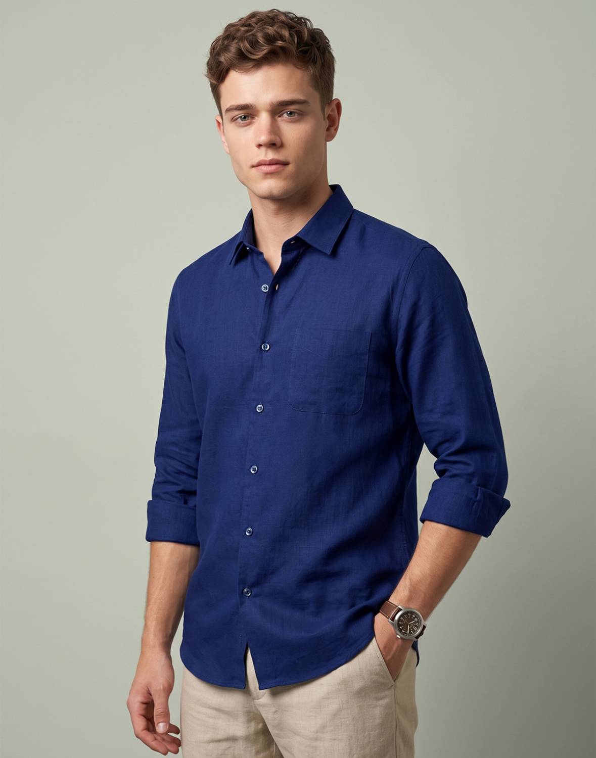 Peter England Men Dark Blue Formal Shirt - Image 1